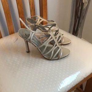 Light beige 4” strappy sandals size 6.5